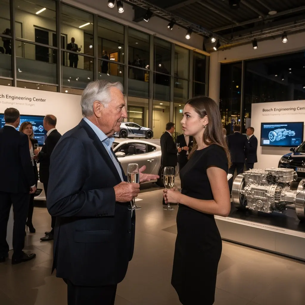 Ein interaktives Ausstellungselement zeigt die Entwicklung der Automobiltechnik im Laufe der Jahre.