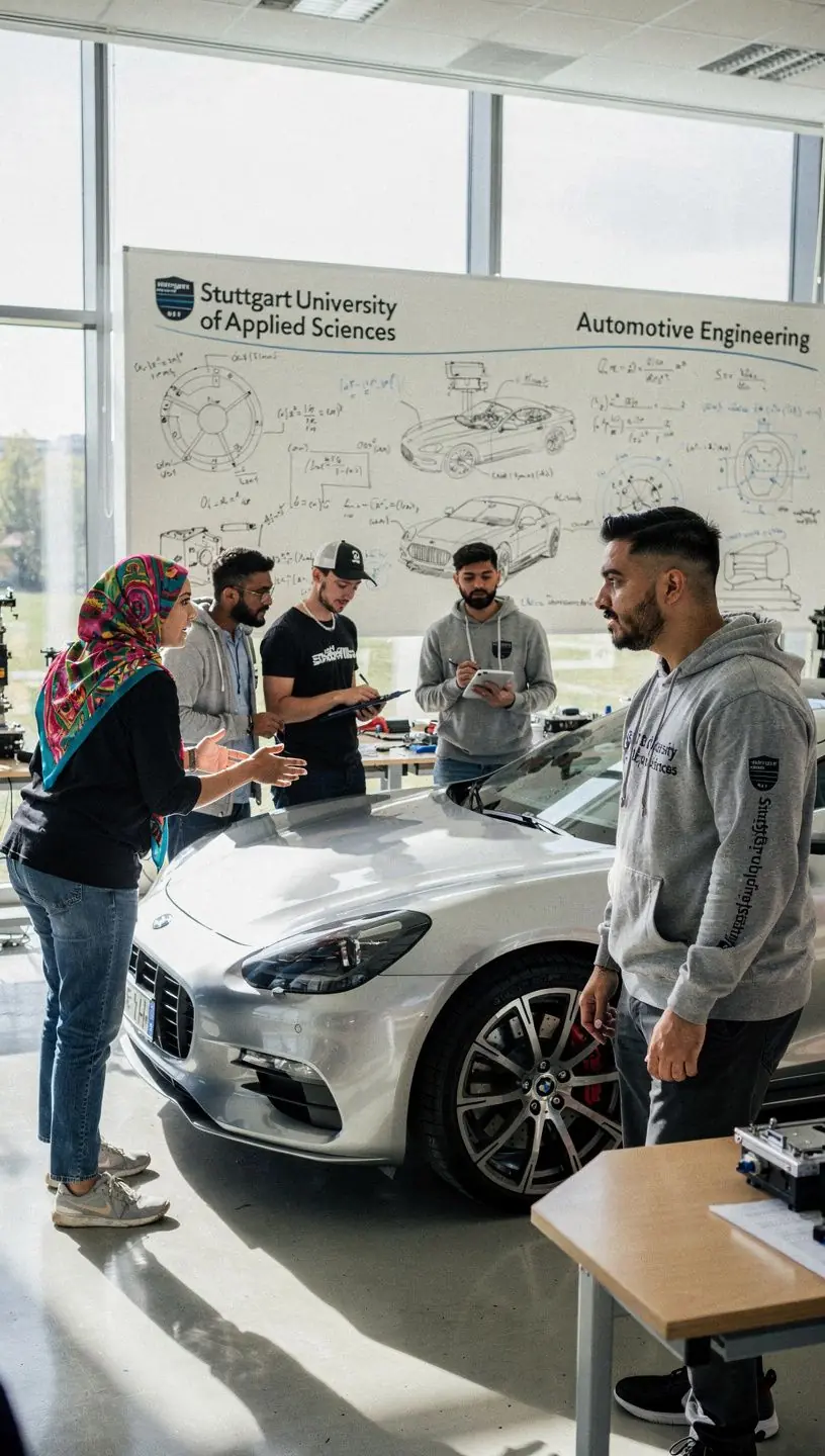Ein beeindruckendes Panorama der Stuttgarter Stadtlandschaft mit Fahrzeugen im Vordergrund.